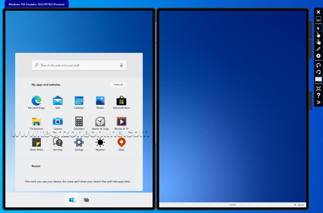 Windows 10X Start menu