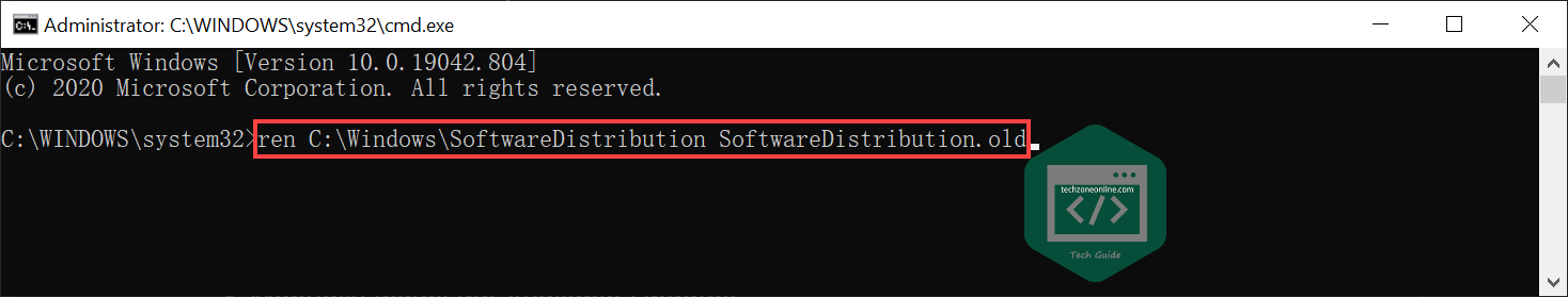 rename the SoftwareDistribution folder