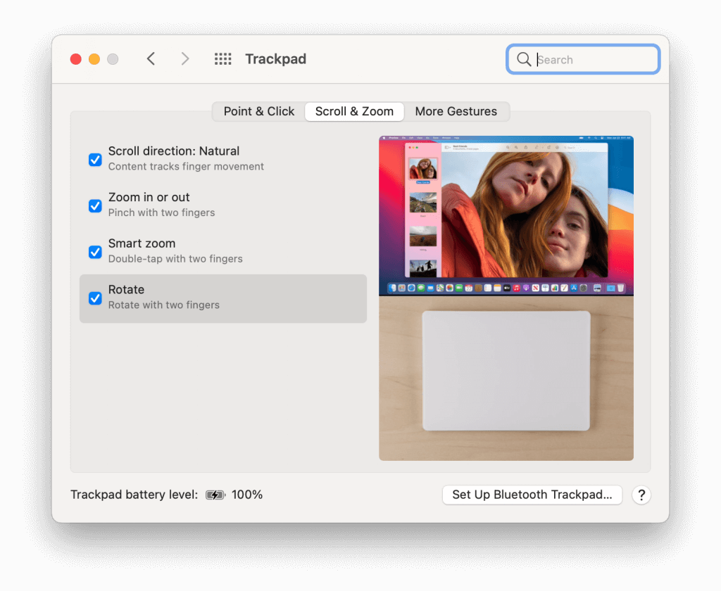 mac trackpad gestures double tap