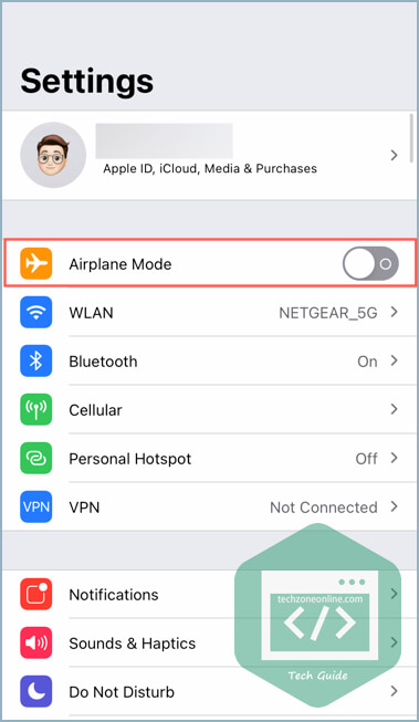 Turn off Airplane Mode on iOS devices