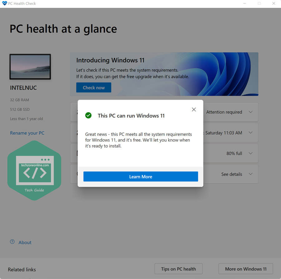 PC Health Check app 