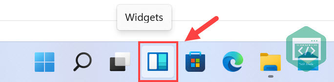 The widgets button in the taskbar