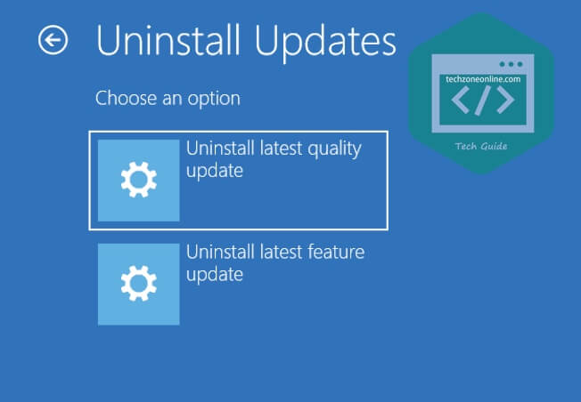 Uninstall latest quality update