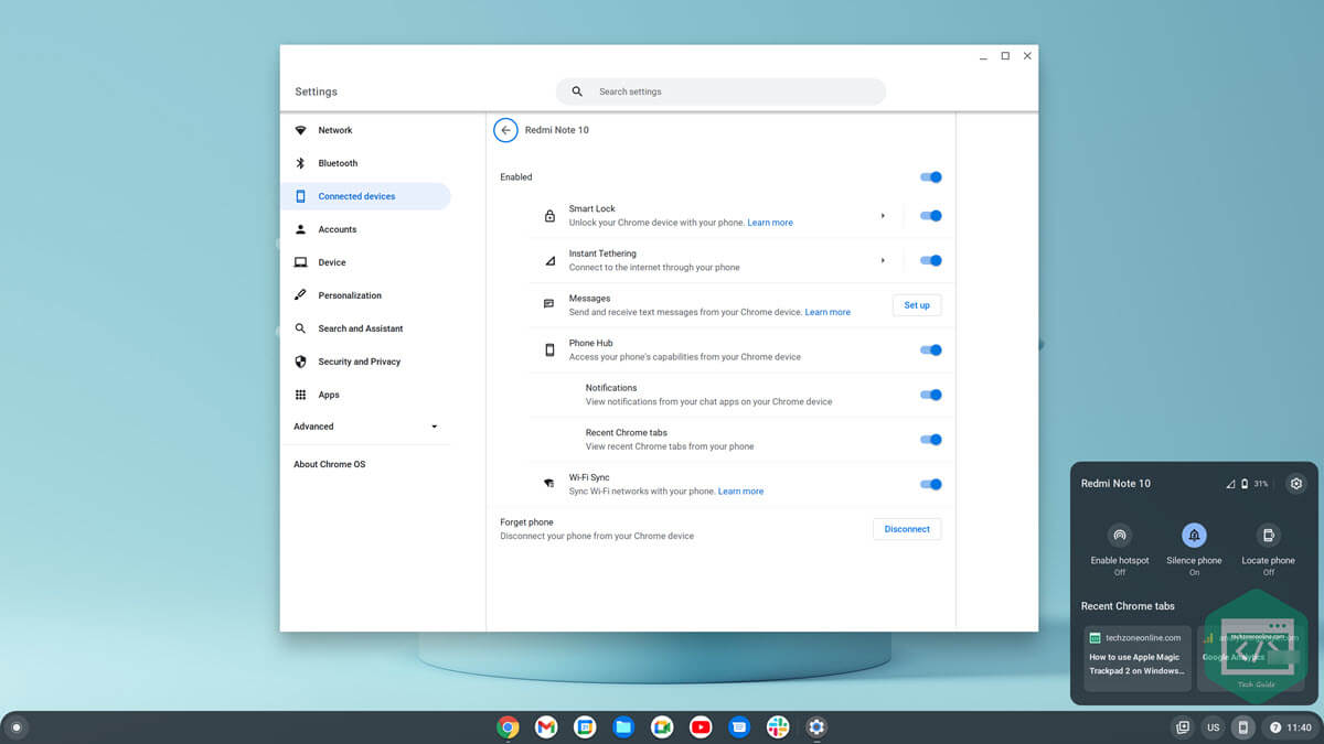Chrome OS Flex Connect to your phone